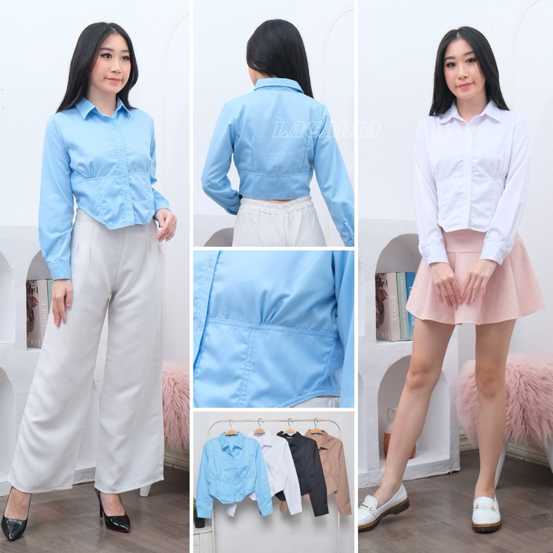 SHINAE CROP | kemeja crop wanita | kemeja wanita | kemeja polos | atasan crop | blouse wanita