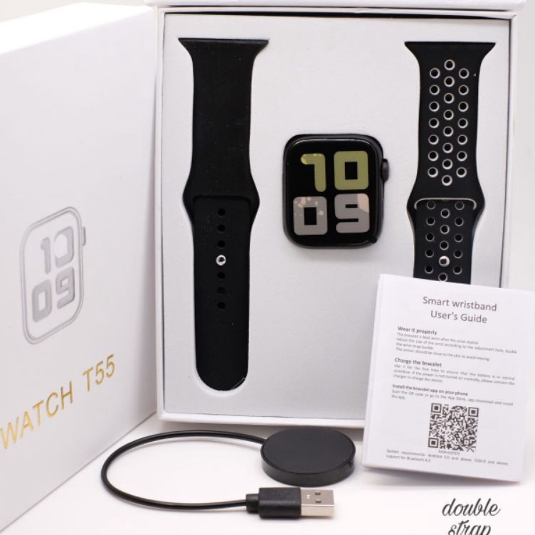 Best seller Jam tangan SMARTWATCH T55  T5 Double strap bisa telfon dan ganti walpaper jam tangan wan