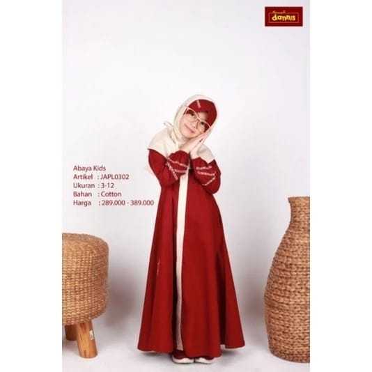 Dannis abaya anak perempuan size 10 usia 10 tahun busana muslim