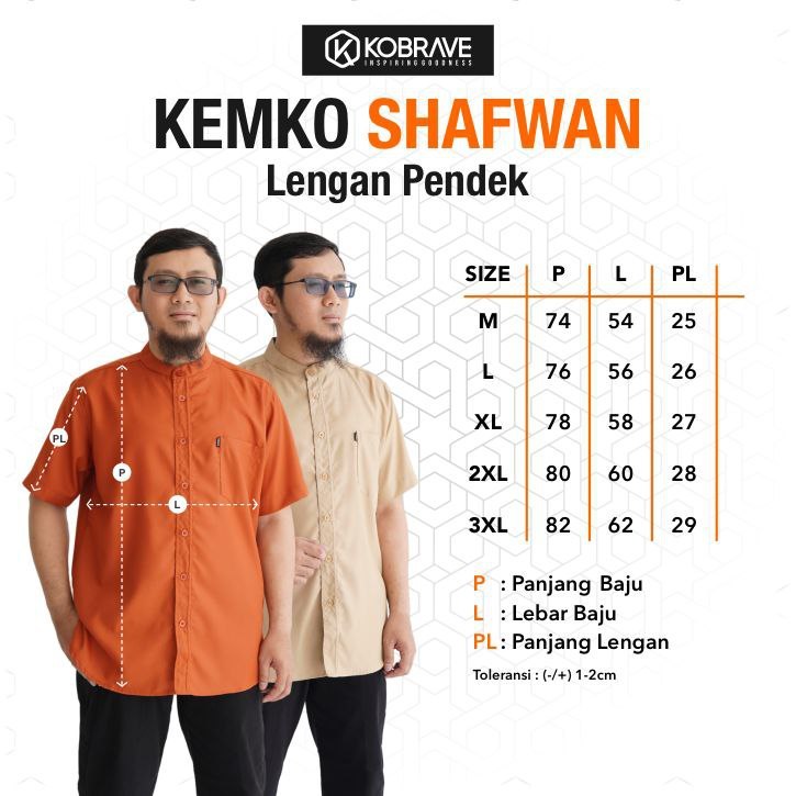 KOBRAVE Baju Kemko Lengan Pendek Baju Koko