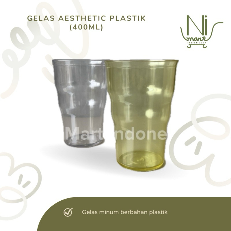 Gelas Plastik 400ml Aesthetic Wavy Cup Tahan Banting Tidak Berbau Good Quality Teh Tea Air Restauran