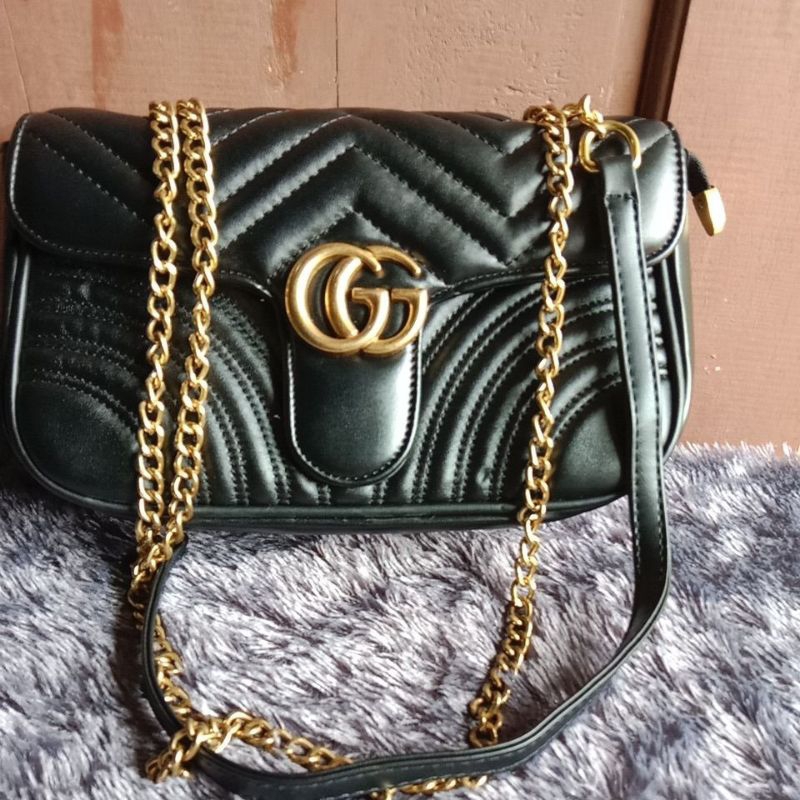 tas selempang gucci hitam rantai