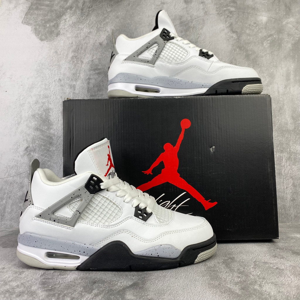 Sepatu Olahraga Air Jordan 4 Retro White Cement Made In Vietnam