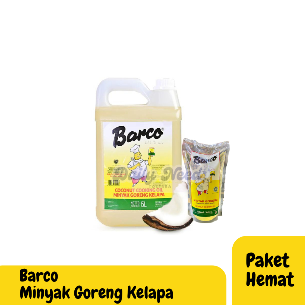 

Minyak Goreng Kelapa Barco Jerigen 5L & 1L