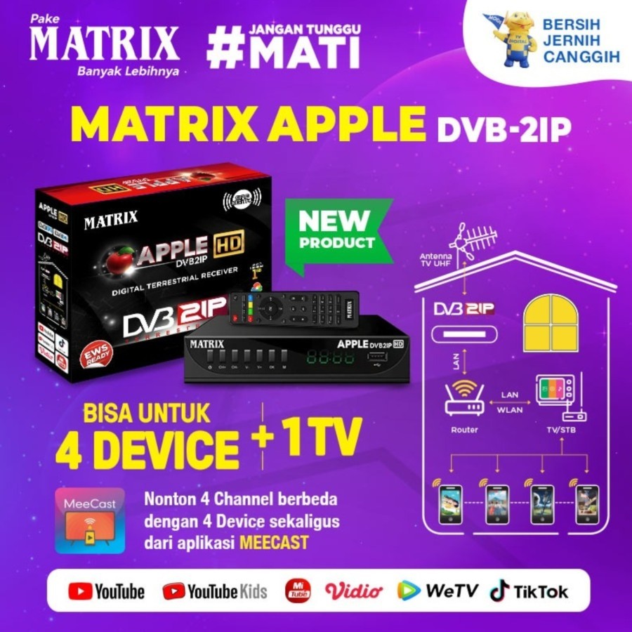 stb dvbt matrix apple merah 2ip terbaru ada port lan