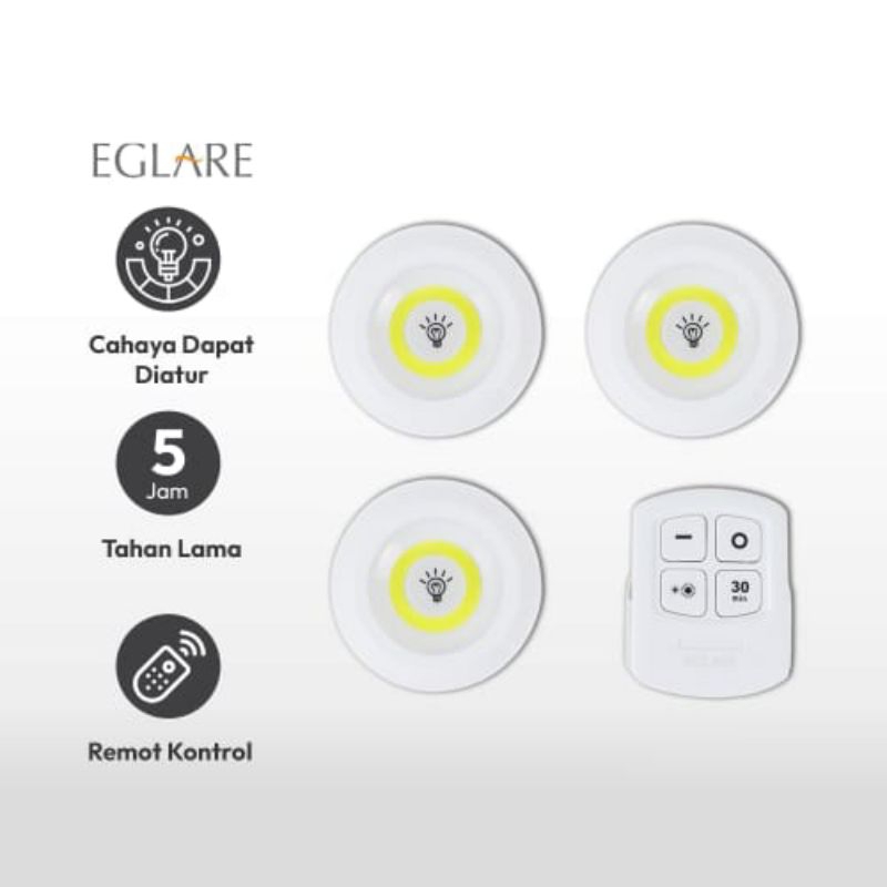 Eglare Set 3 Pcs Lampu Tidur Pac Dengan Remot