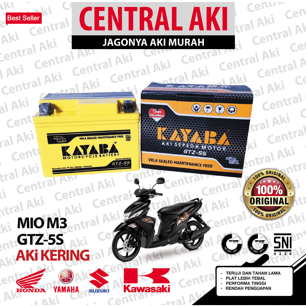Aki Motor Mio M3 KAYABA GTZ5S Aki Kering