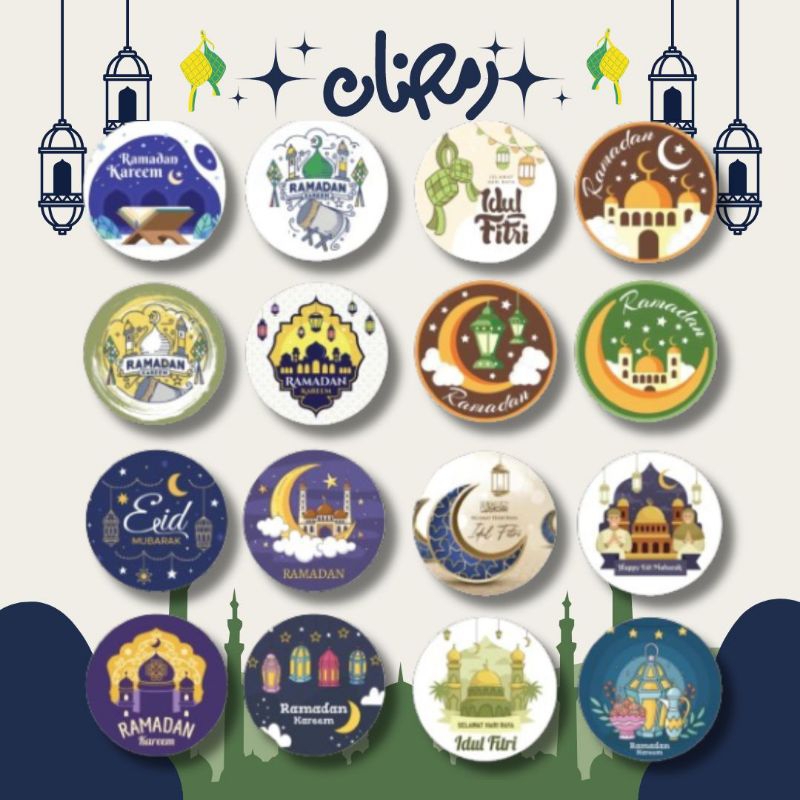 

20PCS STIKER MIX tema Ramadan Kareem gift hampers toples makanan buka puasa takjil Idul Fitri Eid Mubarak 2024