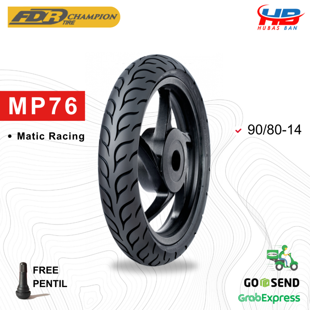 Ban Motor Racing Matic FDR MP76 Racing Ban Tubles 90/80-14 Depan Belakang Soft Compound MP 76