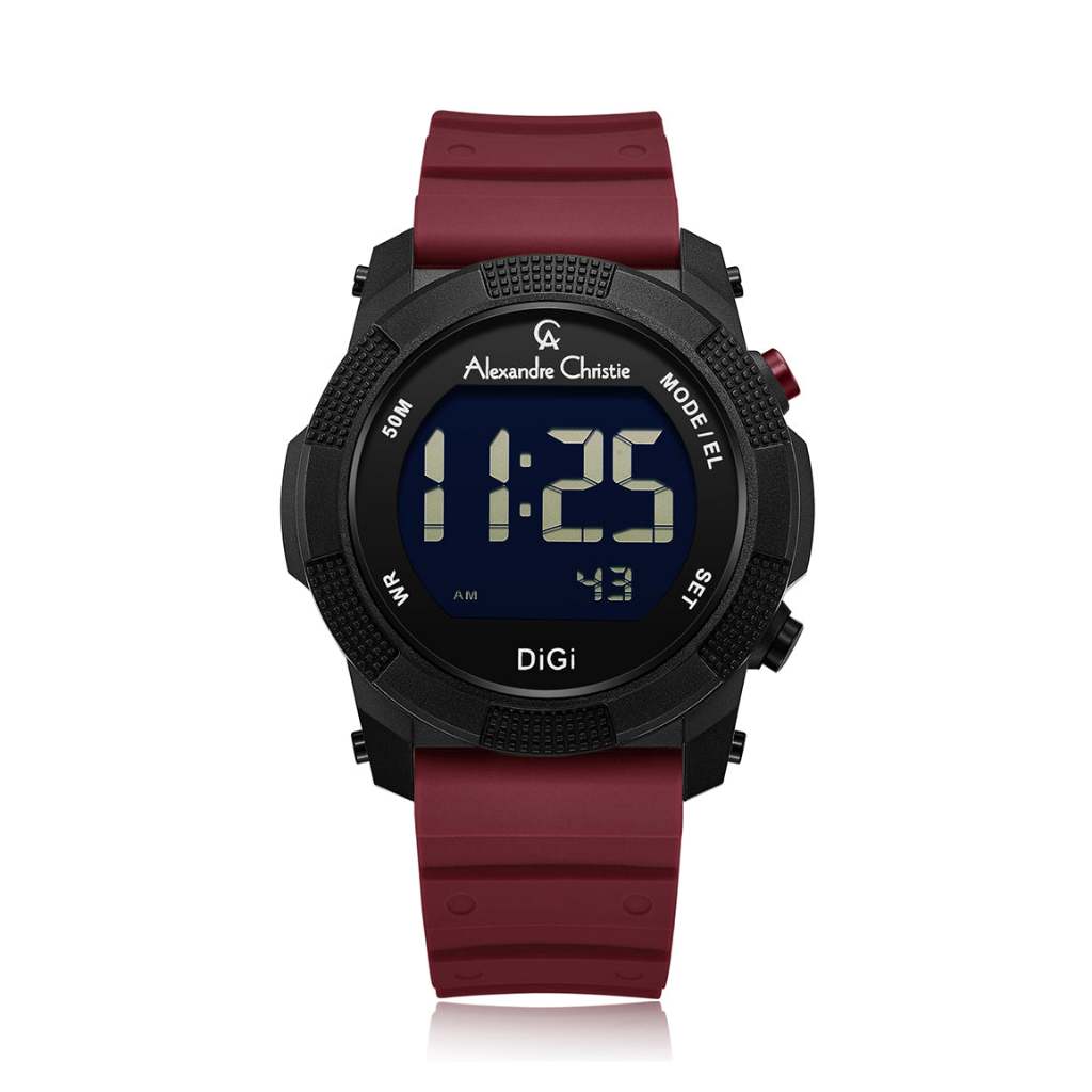Alexandre Christie AC 9367 MHRIPBARE Merah Original / Jam Tangan Pria Digital Karet MH