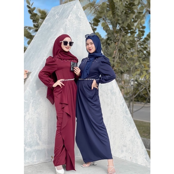 READY STOCK - ADORA DRESS BY DRESSNADIA SATIN MAXMARA SILK PREMIUM MAXI DRESS SATIN POLOS KOMBINASI 