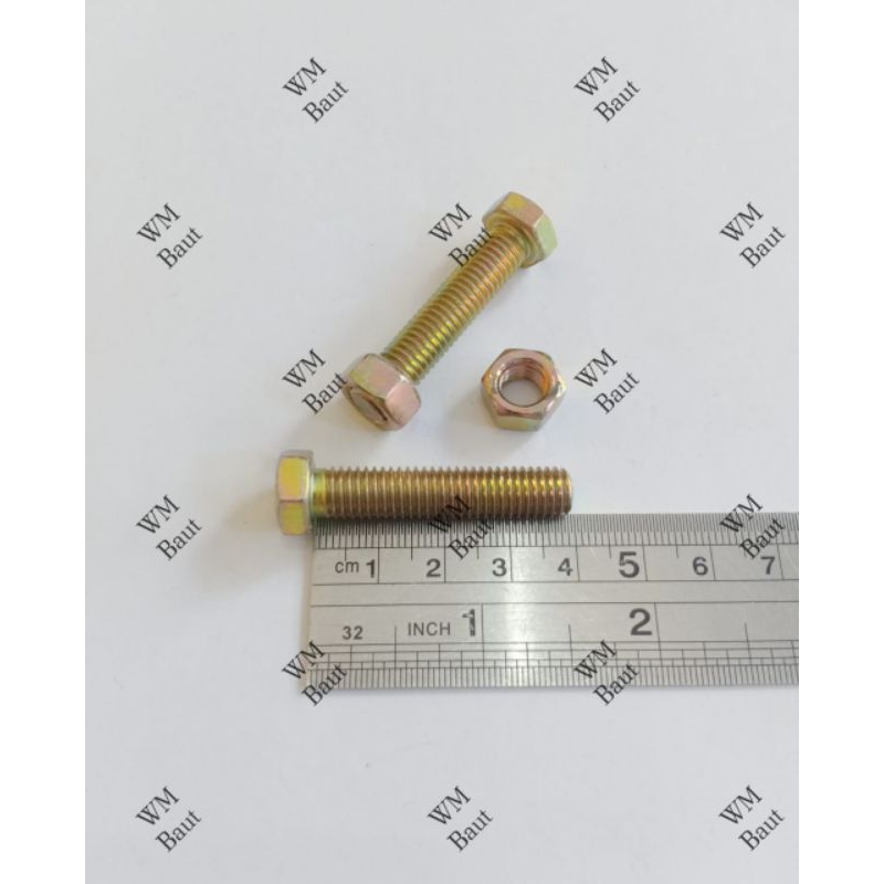 10pcs Baut Mur 17 Panjang 4cm - 12x14 M12x14 12mm x 14mm
