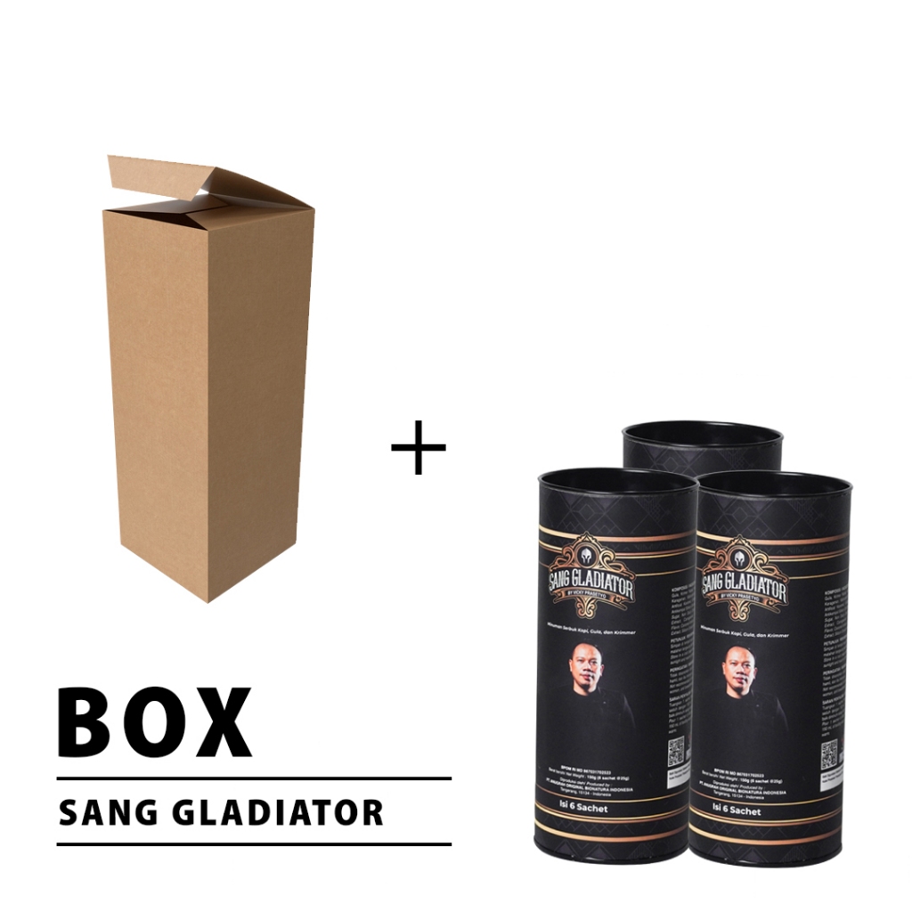 

Kardus Box Sang Gladiator Kopi by Vicky Prasetyo Sang Gladiator Original Kopi bersertifikasi hallal dan berstandar BPOM