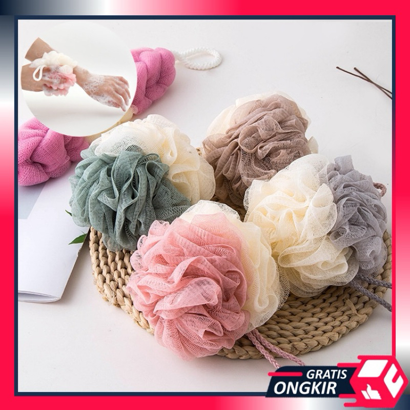 Sponge Sikat Badan Tebal / Spons Pembersih Badan 2 Sisi Warna / Spons Mandi Jaring / Shower Puff