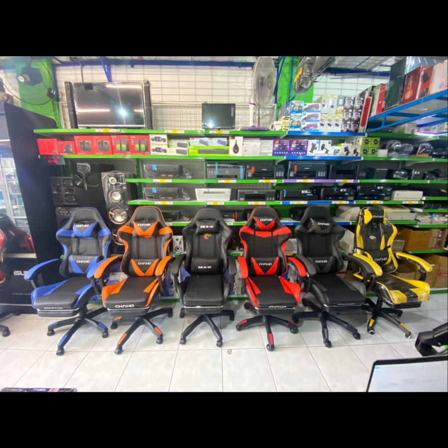 Gaming Chair - Kursi Gaming - CHAHO - Nylon Base w/ Footrest - Merah