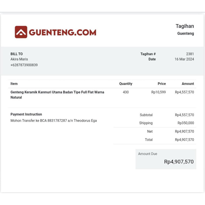 Genteng Keramik Kanmuri Full Flat Natural