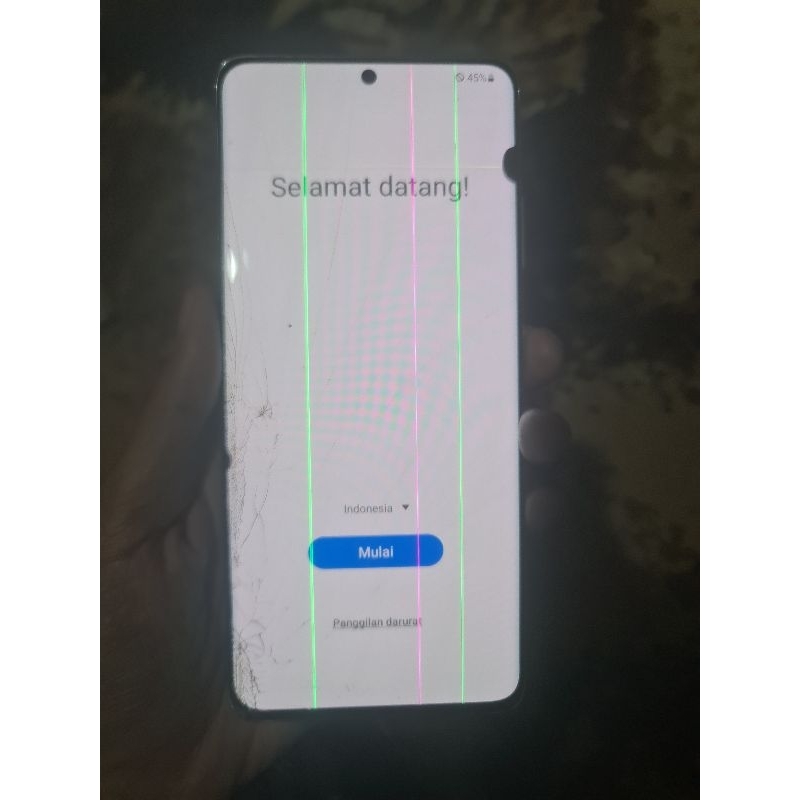 lcd samsung s21 ultra retak tompel garis