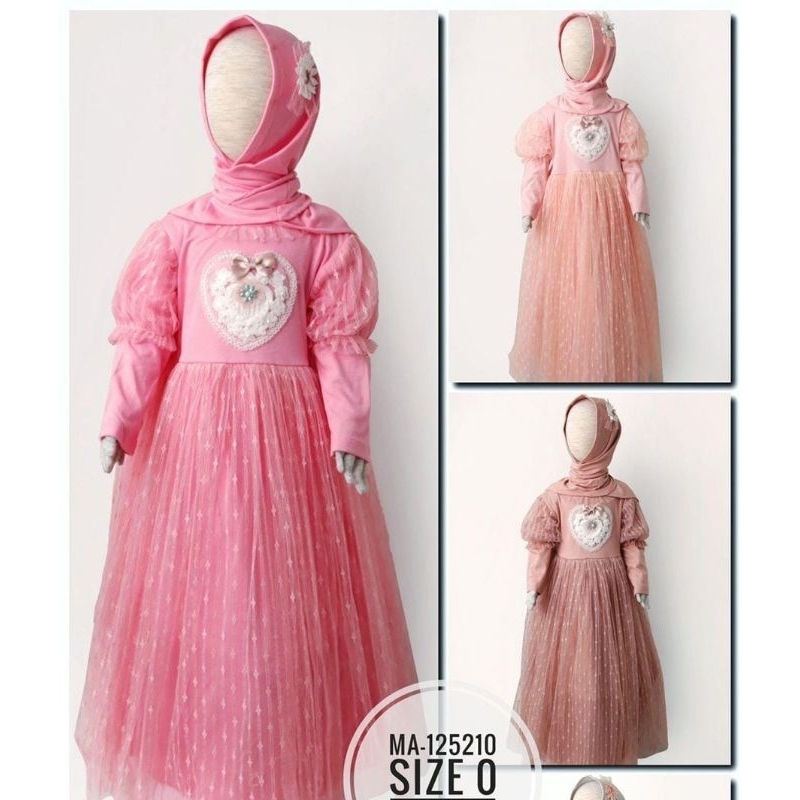 [2-4T] GAMIS ANAK TUTU TILE PESTA MI ANGEL PRINCESS PREMIUM SET HIJAB PASHMINA INSTAN 2-4 TAHUN MI A