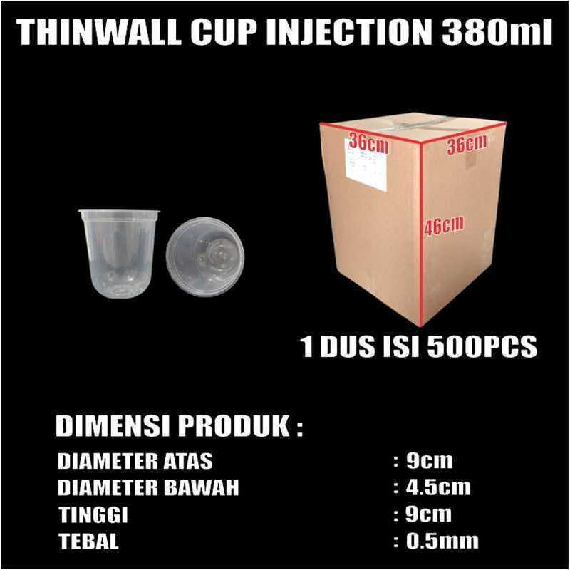 Thinwall Cup Injection Tebal 12oz 380ml 14oz 400ml 16oz 500ml 24oz 700ml Dan Tutup Sambung Dus Jskrm