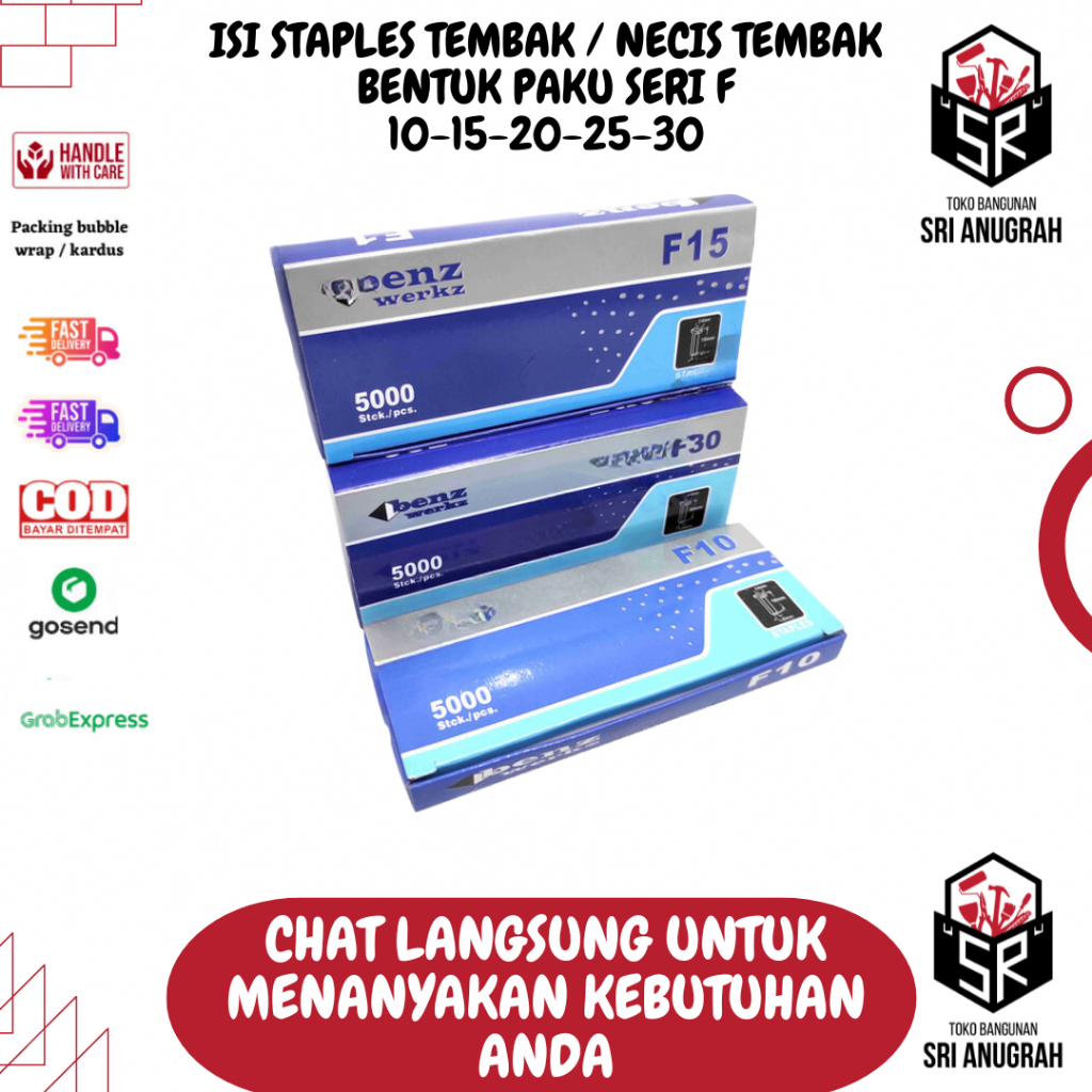 

BENZ Isi Paku Tembak Angin Air Nailer Refill F10 F15 F20 F25 F30