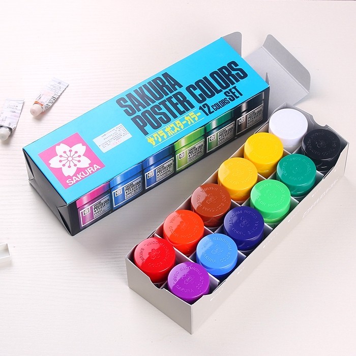 

Sakura Cat Poster Colors 30ml set 12 Warna Cat Poster