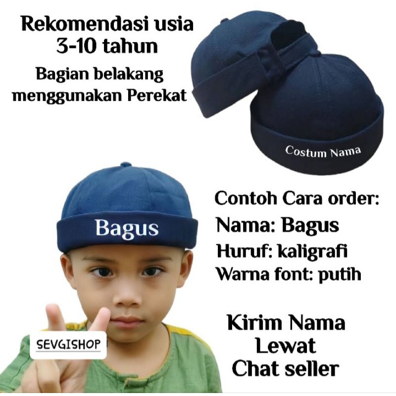 Topi anak custom nama topi kekinian sholat