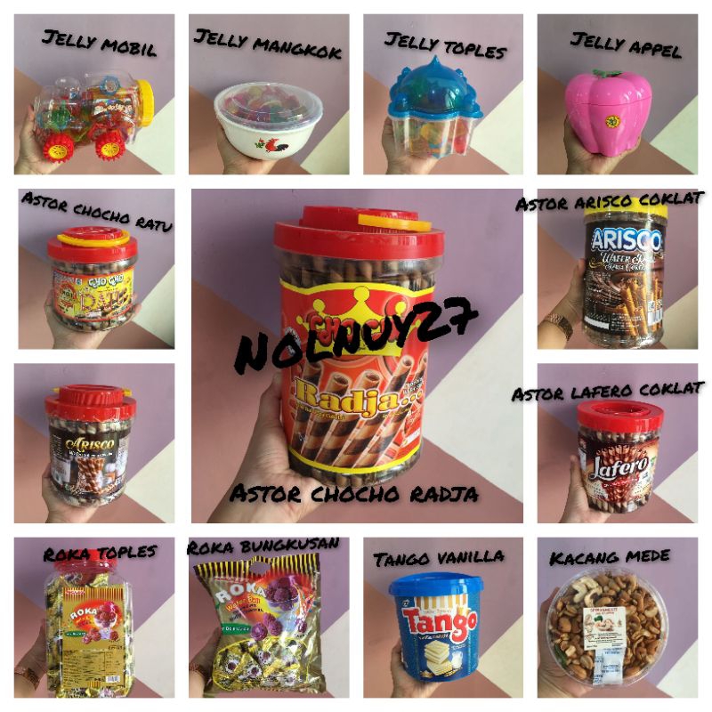Nolnuy27 - Jajanan lebaran | jajanan toples | bungkus/ kaleng | Wafer tango | astor arisco chocho ra