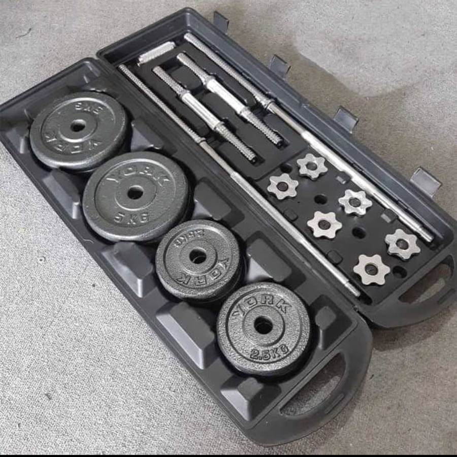 KHUSUS GOJEK Dumbell set 50kg / york dumbell 50kg / dumbell set latihan beban dumbel york 50 kg