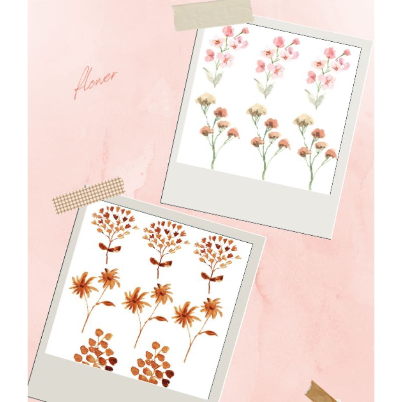 

(2 pcs) Sticker | Stiker Edisi Flower | Bunga Aestetik scrapbooking terbaru dan terunik