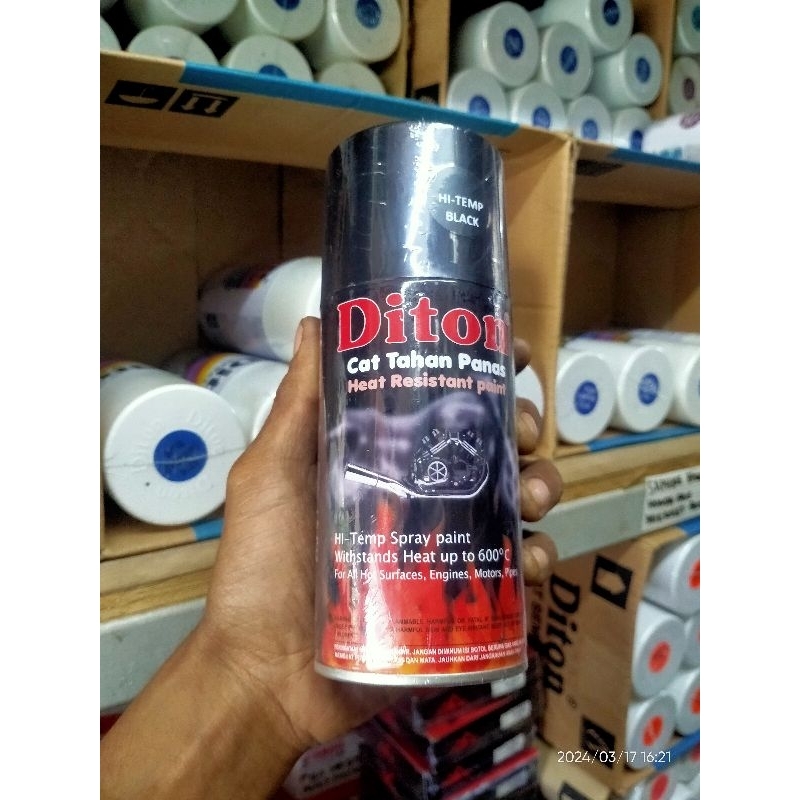 Diton HI-TEMP BLACK / HITAM / SILVER / CAT TAHAN PANAS / CAT KNALPOT / Cat Velg / Cat Blok Mesin / C