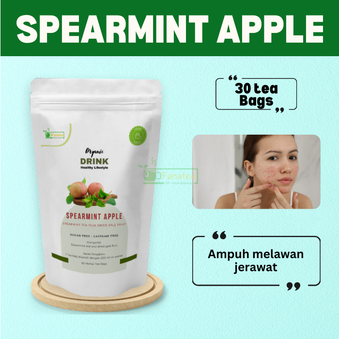 

Teh untuk jerawat - Spearmint tea plus dried apple fruit isi 30 Bags