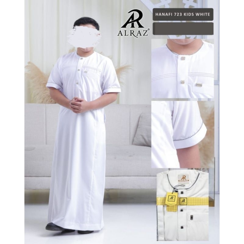 Gamis/Jubah Alraz Remaja Hitam Dan Putih/Kera Oblong Lengan Pendek/Model Jubah Ikaf