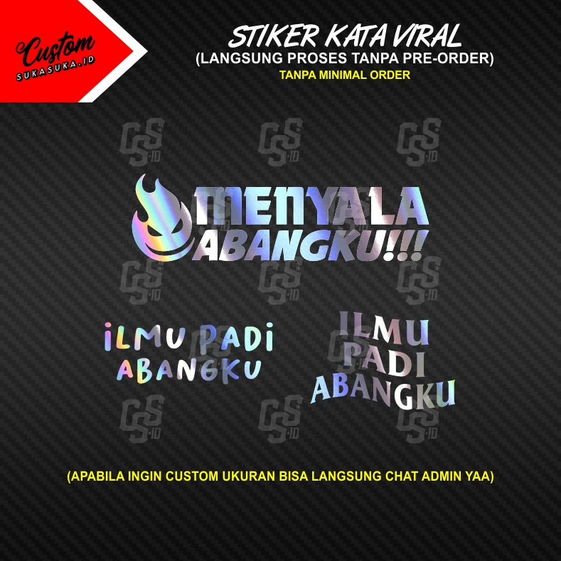 Stiker Hologram Menyala Abangku - Custom Tulisan Hologram - Cutting Stiker Hologram