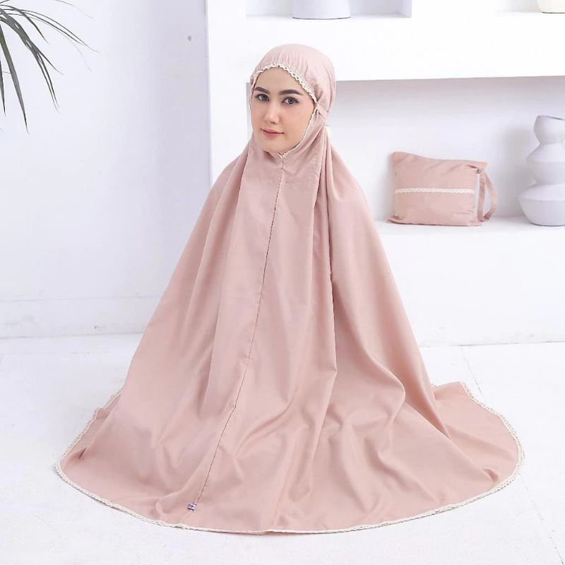 Mukena Dewasa Mukena Katun Polos Renda Rajut Alana Series Premium Traveling Free Pouch