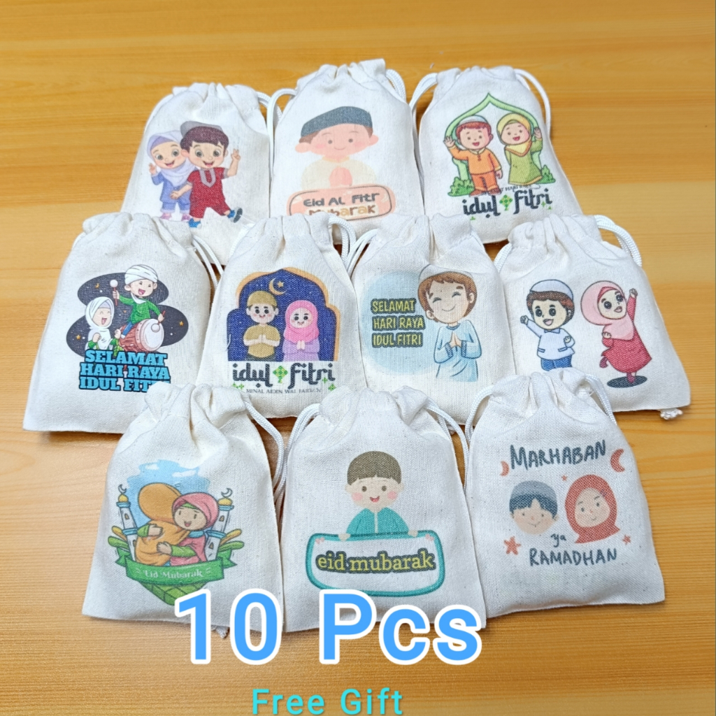 Amplop Lebaran 2025 Unik Lucu Tas Dompet Pouch Serut Mini Idul Fitri Karakter 10 pcs