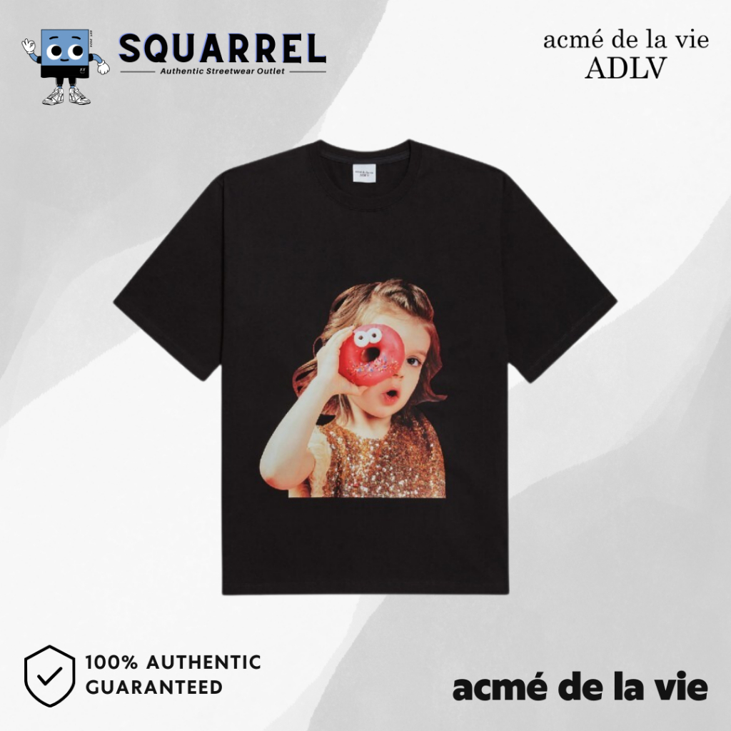 acmé de la vie (ADLV) Baby Face Girl Donut 4 Short-Sleeve Black Tee