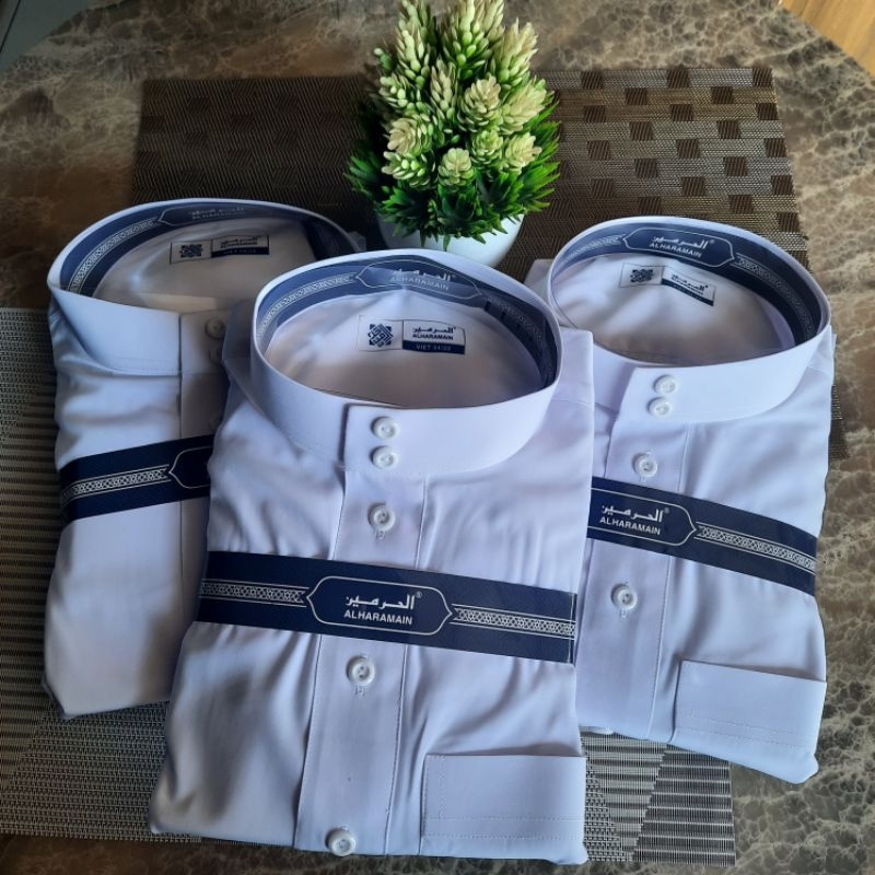 Jubah Al-Haramain Polyester Zanzibar Putih non manset