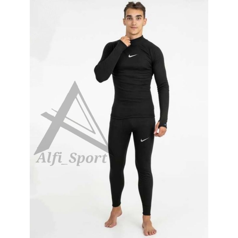 Set Olahraga Manset Baselayer Thumbhole Kaos Baselayer pria lengan Panjang Baju Manset Olahraga sete