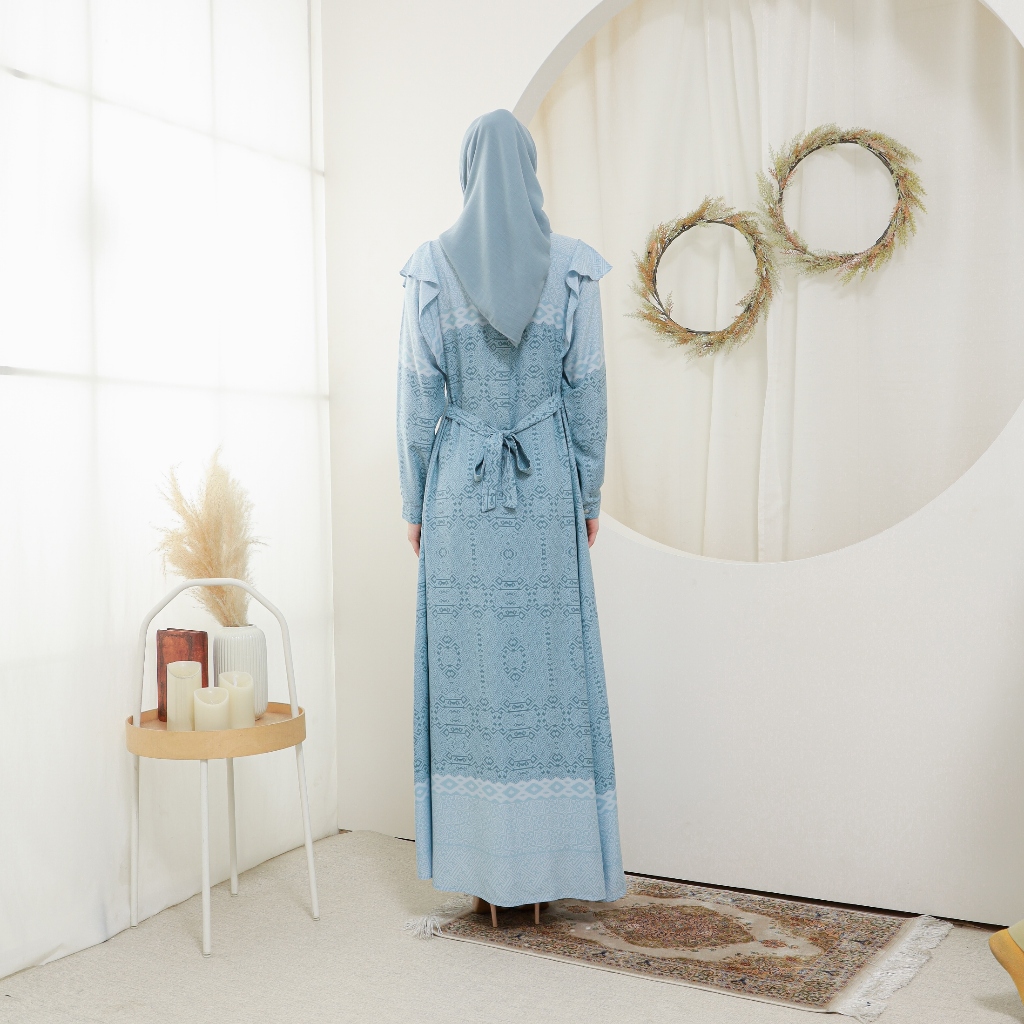 Lalucuku Collection Raya Dress  Gamis Aruna Wanita Motif Kekinian Busui Frendly Cotton Rayon Premium-2