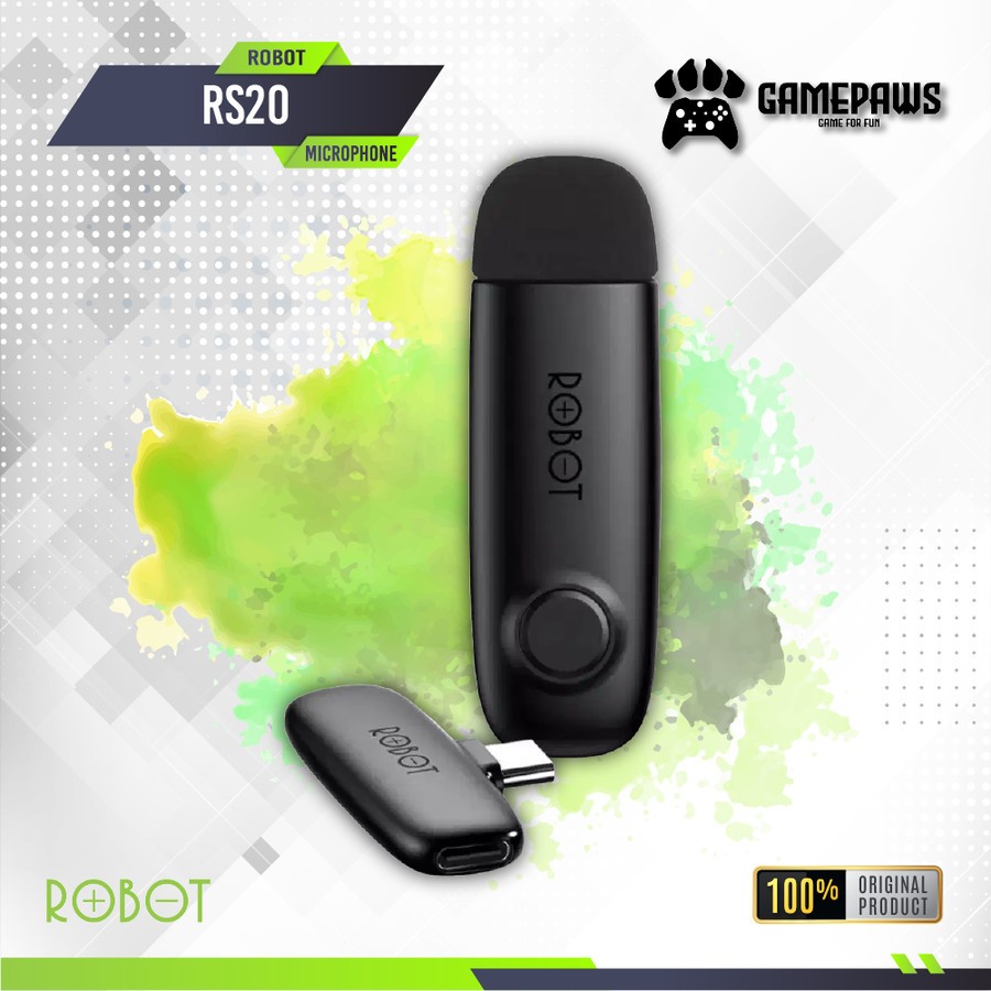 Robot RS20 Wireless Microphone Bluetooth 5.1 Clip On Jepit Type C