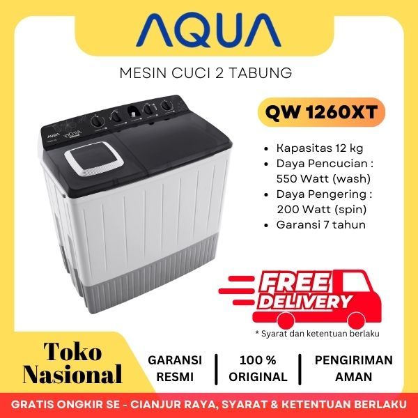 [Cianjur] Mesin Cuci AQUA Sanyo 12kg 2 Tabung