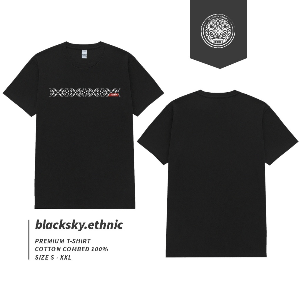Kaos Etnik Dayak Motif Simpel / Baju Etnik / Baju kaos dayak / baju kalimantan / kaos hitam / baju m