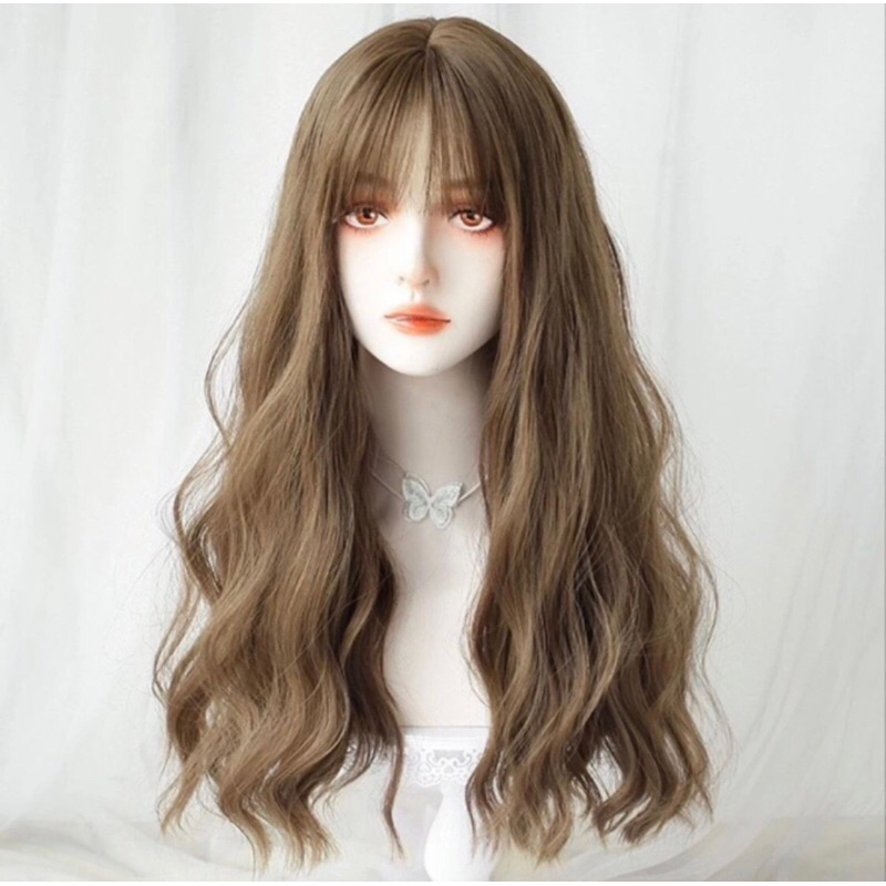 PRELOVED WIG AEGYOSHOPPE FULL mermaid wave panjang poni tipis 60 cm