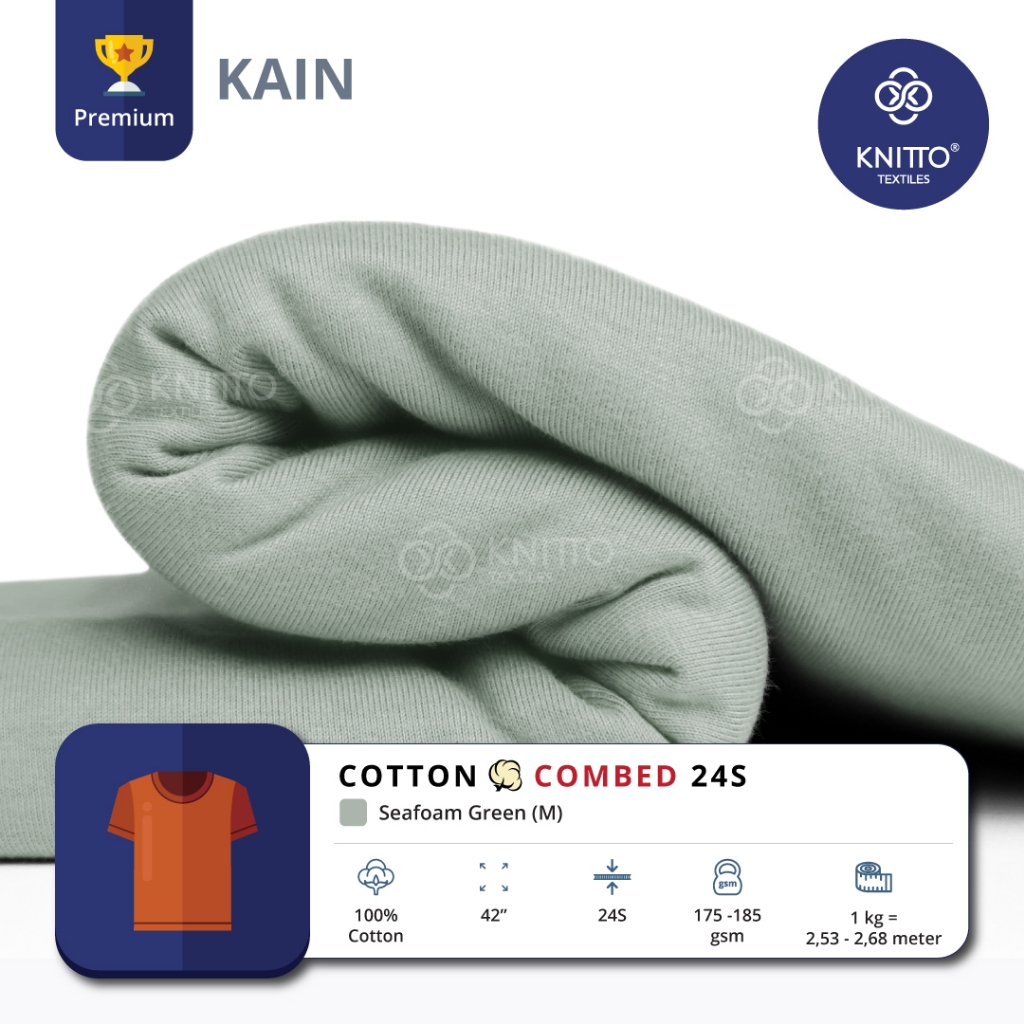KAIN KAOS COTTON COMBED 24S SEAFOAM GREEN ( BAHAN KAOS ) - KNITTO