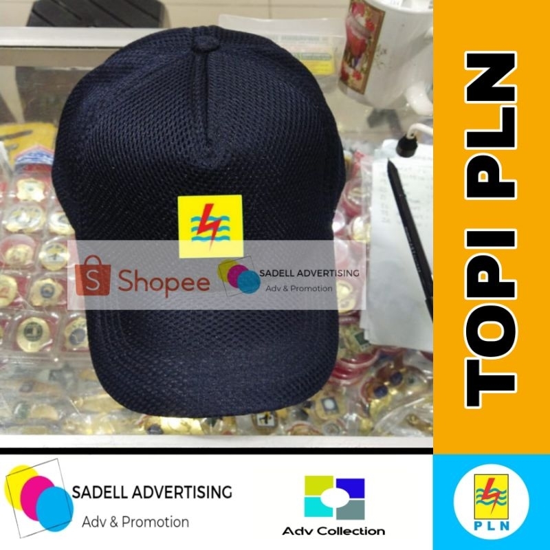 Topi PLN Hitam Jaring Double Mash Bordir