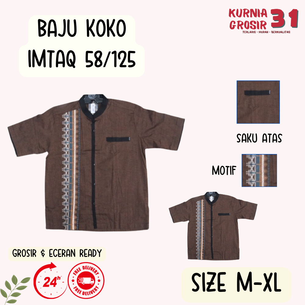 Baju Koko Lengan Pendek IMTAQ 58-125 / Baju Koko Pria Dewasa / Baju KOKO Ukuran M-XL