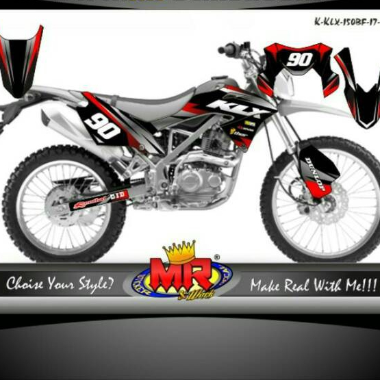 Decal Premium KLX 150BF hitam merah Stiker Sticker striping KLX 150 BF 05 spec A