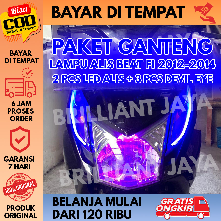 FULL SET LAMPU ALIS BEAT FI 2012-2014  BONUS DEVIL EYE TIDAK BERBINTIK 2 PCs LED ALIS + 3 PCs DEVIL 