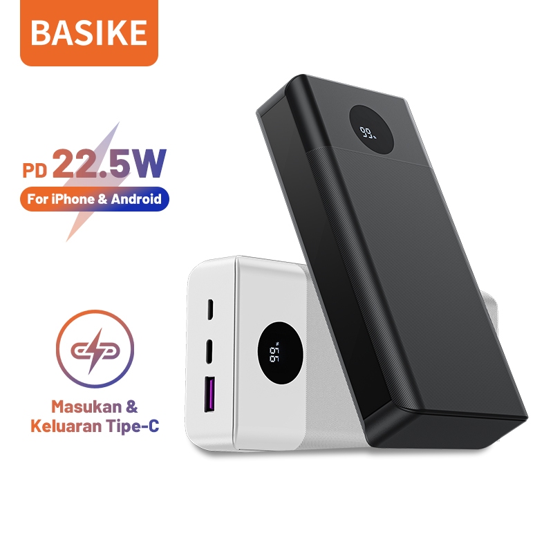 [HOT]BASIKE Powerbank Fast Charging 20000 mAh 22.5W Power Bank Type C PD QC3.0 Asli Garansi 1 Tathun