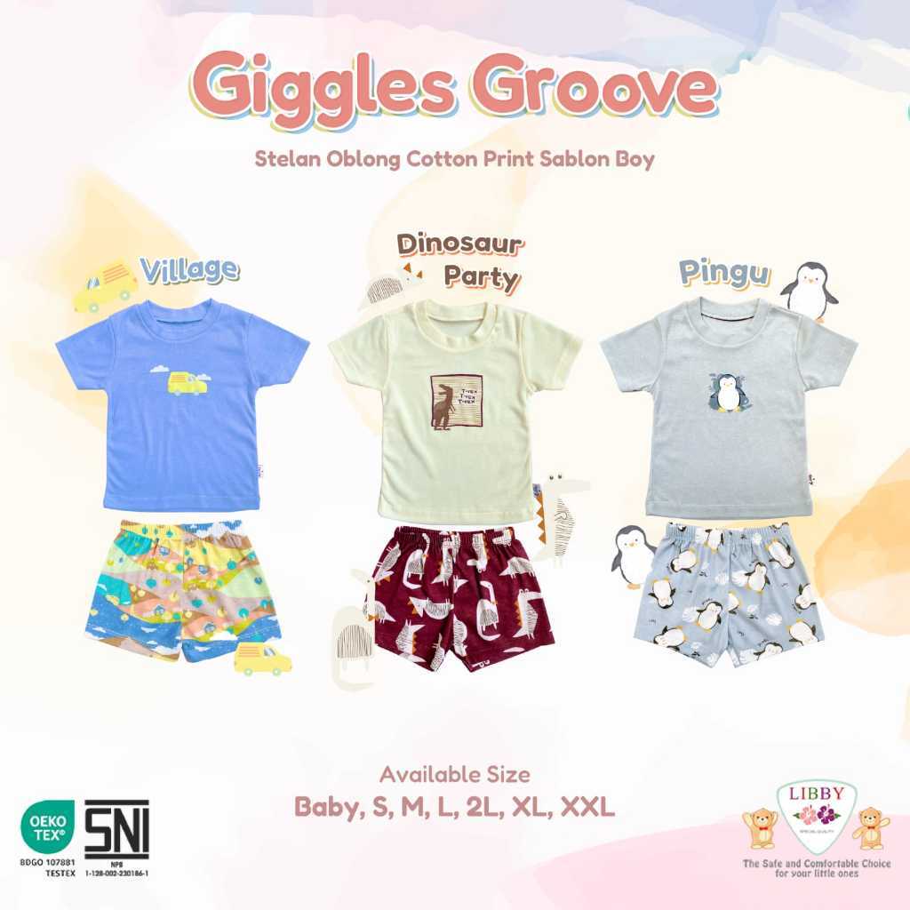 Setelan Oblong Pendek Rib Libby CottonTipis UK 2L XL XXL Cewek Cowok